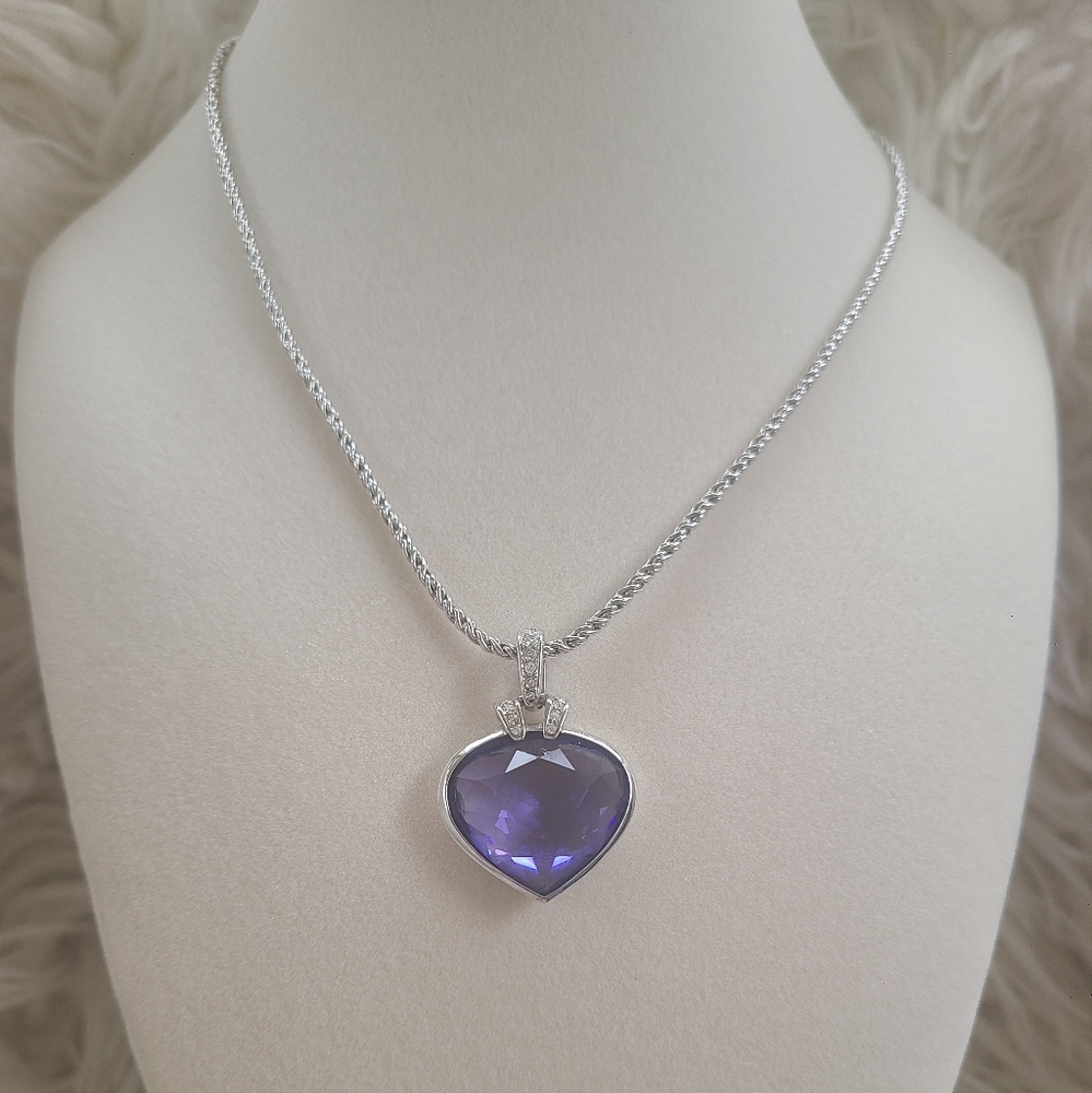 Swarovski Oceanic Purple Heart Pendant Necklace-Great Condition